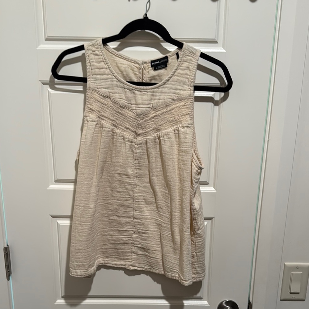 Prana Cream Organic Cotton Sleeveless Top Size L